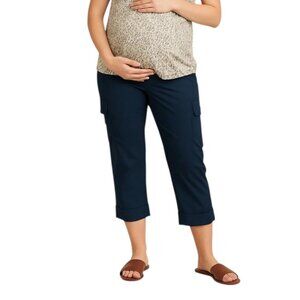 Motherhood Maternity Capri Pants~Size Small~ Navy Blue Hidden Belly Dress  L3 12